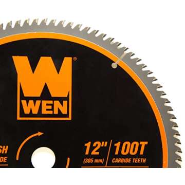 WEN BL1200 12-Inch 100-Tooth Carbide-Tipped Ultra-Fine Finish Professional Woodworking Saw Blade for...