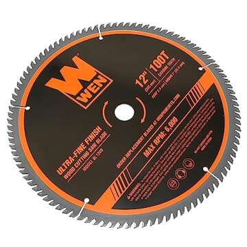 WEN BL1200 12-Inch 100-Tooth Carbide-Tipped Ultra-Fine Finish Professional Woodworking Saw Blade for Miter Saws and Table Saws, Silver