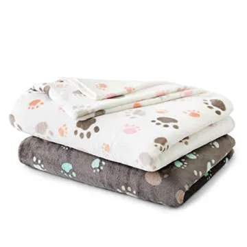 Allisandro 350 GSM-Super Soft and Premium Fuzzy Flannel Fleece Pet Dog Blanket, The Cute Print Design Washable Fluffy Blanket for Puppy Cat Kitten Indoor Outdoor, White, 32 x 24 Inches