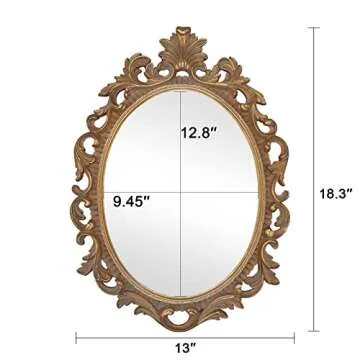 SIMON'S SHOP Gold Vintage Oval Mirror for Elegant Decor