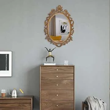 SIMON'S SHOP Gold Vintage Oval Mirror for Elegant Decor