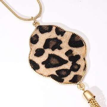 PHALIN Leopard Quatrefoil Pendant Y Chain Necklace for Women