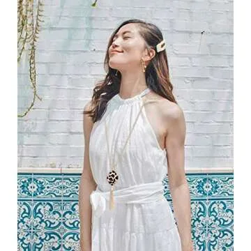 PHALIN Leopard Quatrefoil Pendant Y Chain Necklace for Women