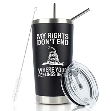JENVIO | Dont Tread on Me | 20 Ounce Black Stainless Steel Travel Tumbler Mug with Lid for Coffee or...