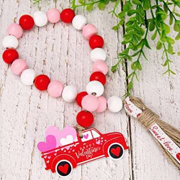 Valentines Day Decor - Valentines Day Decoration - XO Love Hugs Wooden Signs, Cute BE Mine Gnomes Plush with Bead Garland - Farmhouse Rustic Tiered Tray Items Decorations for Home Table House Room