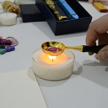 Larger Wax Seal Melting Spoon with Blood Red Beads