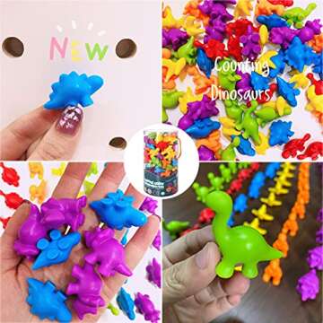 ABCaptain Counting Dinosaurs Toy Matching Sorting Game, Color Classification and Sensory Training Educational Learning Toys Set Gift for Toddlers