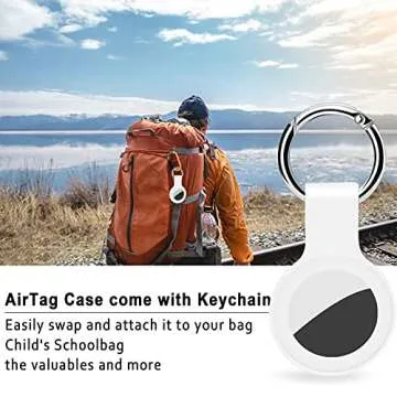 HATALKIN Compatible with AirTag Case Keychain Air Tag Holder Silicone AirTags Key Ring Cases Tags Chain Apple GPS Item Finders Accessories 4 Pack