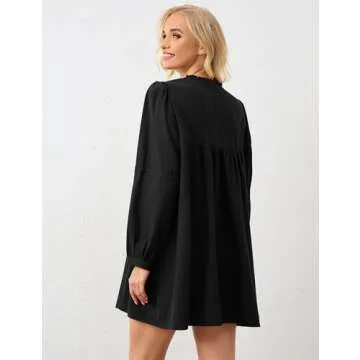 Ceputer Women’s Puff Sleeve Bow Tie Front Mini Dress