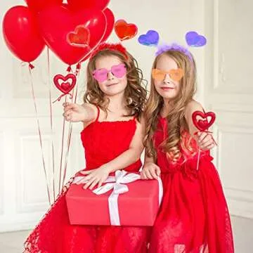 12 Valentine Heart Headbands & Sunglasses Party Favor Set