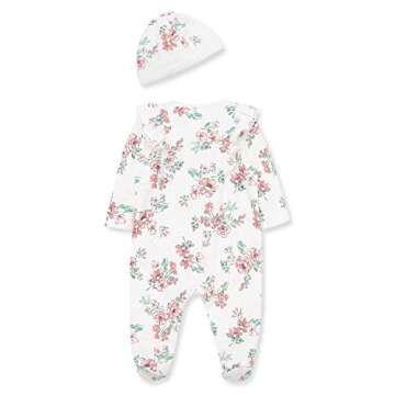 Little Me Baby Clothes & Outfits - Girls One Piece Hat & Footed Sleeper Pajamas - 3 Months, Lace Flo...