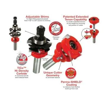 Freud Premier Adj Rail & Stile Bit w/1/2" Shank - Shaker Profile 99-762