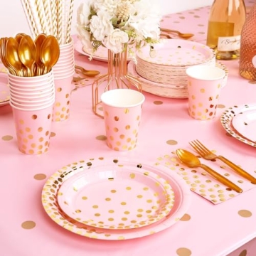 350PCS Pink Plates and Napkins for Baby Shower and Birthday