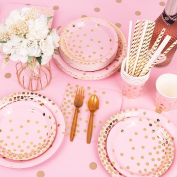 350PCS Pink Plates and Napkins for Baby Shower and Birthday