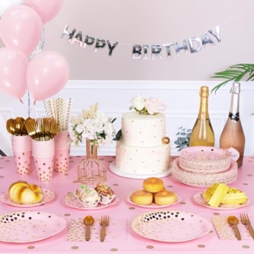 350PCS Pink Plates and Napkins for Baby Shower and Birthday