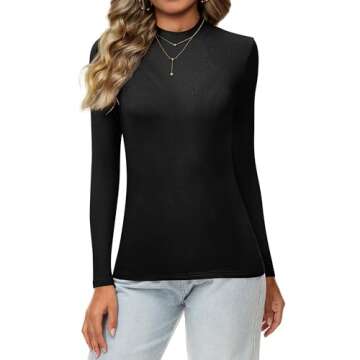 Riyiper 3 Pack Women's Turtleneck Shirts, Slim Fitted Mock Neck Tops Casual Long Sleeve Knit Ribbed ...