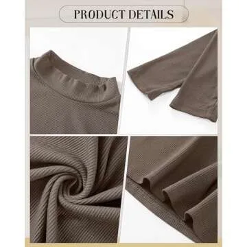 Riyiper 3 Pack Women's Turtleneck Shirts, Slim Fitted Mock Neck Tops Casual Long Sleeve Knit Ribbed Thermal Undershirts Tee(Small,Black, White, Coffee)