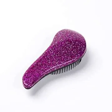 Ol'Art Detangling Brush for Women, Men and Kids Hair - Glitter Detangler Hairbrush for Curly, Natural, Wet, Dry, Fine, Thick, Straight and Afro Hair. Painless Professional Styling Hair Brush, Purple