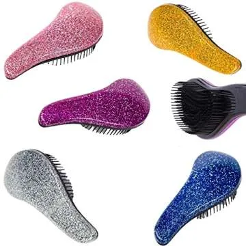 Ol'Art Detangling Brush for Women, Men and Kids Hair - Glitter Detangler Hairbrush for Curly, Natural, Wet, Dry, Fine, Thick, Straight and Afro Hair. Painless Professional Styling Hair Brush, Purple