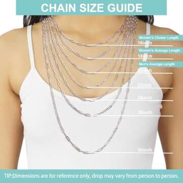 Waitsoul 925 Sterling Silver Paperclip Lobster Clasp Chain 3mm Necklace for Women Men Diamond Cut Silver Necklace Chain 16-30 Inches(20)