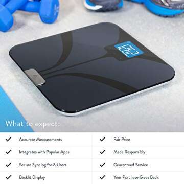 Greater Goods Bluetooth Connected Bathroom Smart Scale, Measures & Tracks BMI, Lean Mass, Water Weight, & Bone Mass, Extra-Large, Backlit LCD Screen, Auto-Calibration & Auto-Off