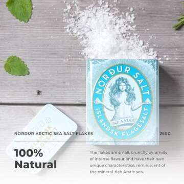 Nordur Salt Arctic Sea Salt Flakes Cardboard Plain 8.8 OZ, 1