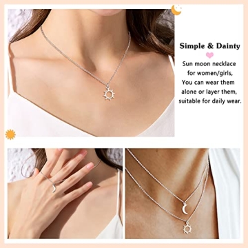 Best Friend Sun and Moon Necklaces for 2 Gifts