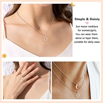 Best Friend Sun and Moon Necklaces for 2 Gifts