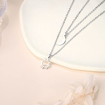 Best Friend Sun and Moon Necklaces for 2 Gifts
