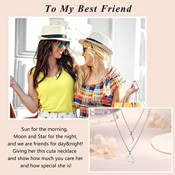 Best Friend Sun and Moon Necklaces for 2 Gifts