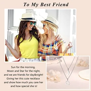 Best Friend Sun and Moon Necklaces for 2 Gifts