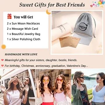 Best Friend Sun and Moon Necklaces for 2 Gifts