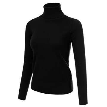 JJ Perfection Stretch Soft Knit Turtle Neck Sweater for Women, Casual Lightweight, Plus Sizes Availa...