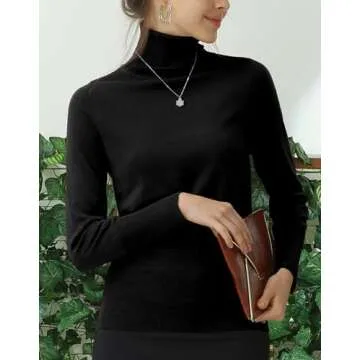 JJ Perfection Stretch Turtle Neck Lightweight Pullover Sweater