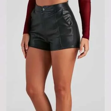 Chic hibshaby Black Leather Shorts for Women