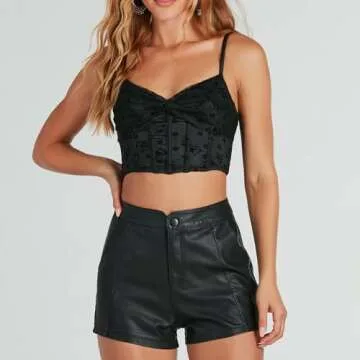 Chic hibshaby Black Leather Shorts for Women
