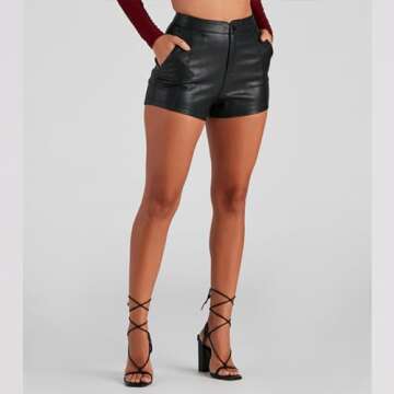 Chic hibshaby Black Leather Shorts for Women