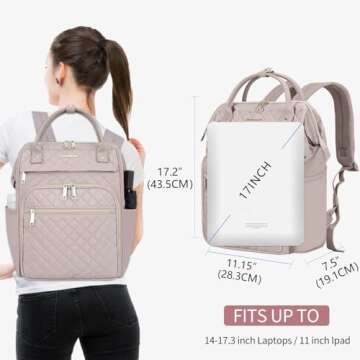 EMPSIGN 17 Inch Laptop Backpack for Women, Work Business Travel Computer College Bags, Large Capacit...