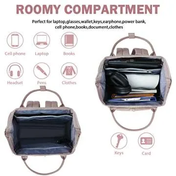 EMPSIGN 17 Inch Laptop Backpack for Women, Work Business Travel Computer College Bags, Large Capacity Water-repellent Quilted Casual Daypack with USB Port, Dusty Pink