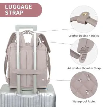 EMPSIGN 17 Inch Laptop Backpack for Women, Work Business Travel Computer College Bags, Large Capacity Water-repellent Quilted Casual Daypack with USB Port, Dusty Pink