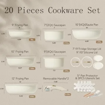 Buy CAROTE 20pcs Nonstick Cookware Set - Versatile & Stylish