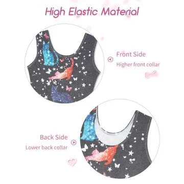 TUONROAD Girls Leotards for Gymnastics 3D Blue Cats Dancewear Size 6 7 White Stars Printed Girls Biketards for Kids 6 7 Years Old