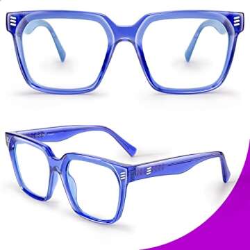 VISOONE Rectangle TR90 Blue Light Blocking Glasses Computer Eyewear with Preppy Look for Women and Men Cougar