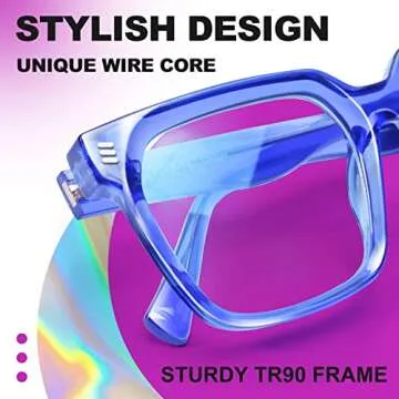 VISOONE Rectangle TR90 Blue Light Blocking Glasses Computer Eyewear with Preppy Look for Women and Men Cougar
