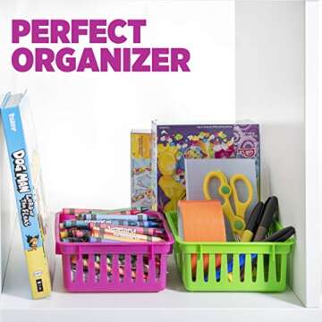 PREXTEX Classroom Storage Baskets Crayon and Pencill Container - Classroom Organization - Crayon Holder - Storage Basket, Shelf & Desk Organizer - Classrooms, Office Desk, Small Desk, and Toy Storage
