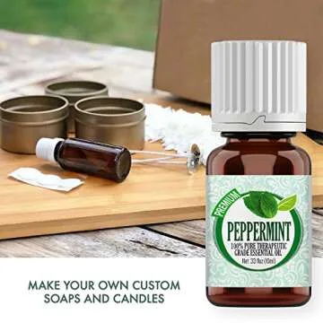 Healing Solutions 10ml Oils - Peppermint Essential Oil - 0.33 Fluid Ounces - Mint Oil - Mint Essential Oil - Peppermint Oil 1/3 Fluid Oz - Peppermint Diffuser Oils Scents for Home - Oil Mint