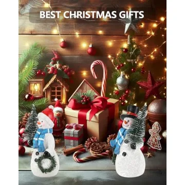 GoGnome Duo Resin Snowman Figurines for Christmas