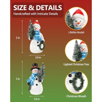 GoGnome Duo Resin Snowman Figurines for Christmas