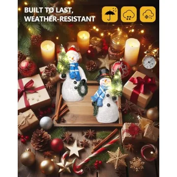 GoGnome Duo Resin Snowman Figurines for Christmas