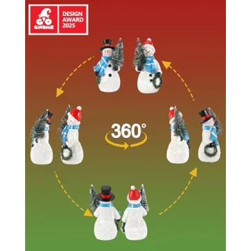 GoGnome Duo Resin Snowman Figurines for Christmas